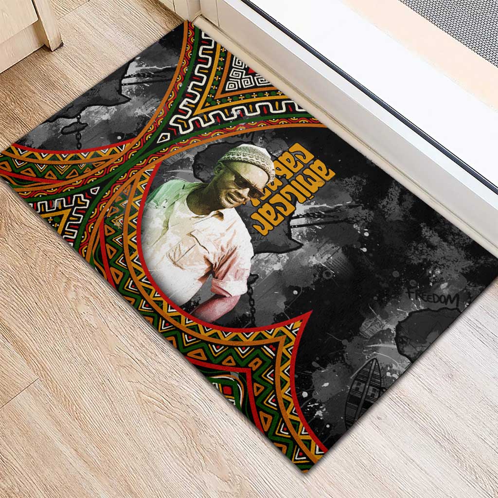 Amilcar Cabral Rubber Doormat African Map with Chains Freedom Theme Revolutionary Liberation Tribute - African Pride