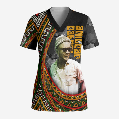 Amilcar Cabral Scrub Top African Map with Chains Freedom Theme Revolutionary Liberation Tribute - African Pride