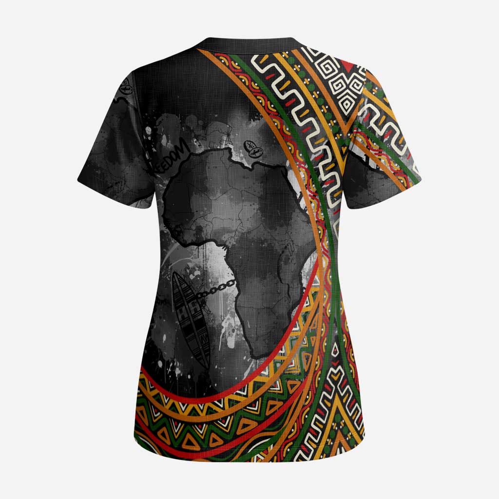 Amilcar Cabral Scrub Top African Map with Chains Freedom Theme Revolutionary Liberation Tribute - African Pride
