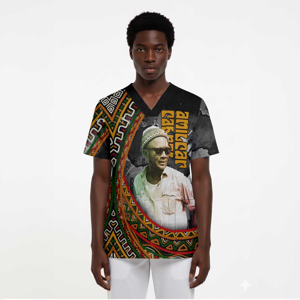 Amilcar Cabral Scrub Top African Map with Chains Freedom Theme Revolutionary Liberation Tribute - African Pride