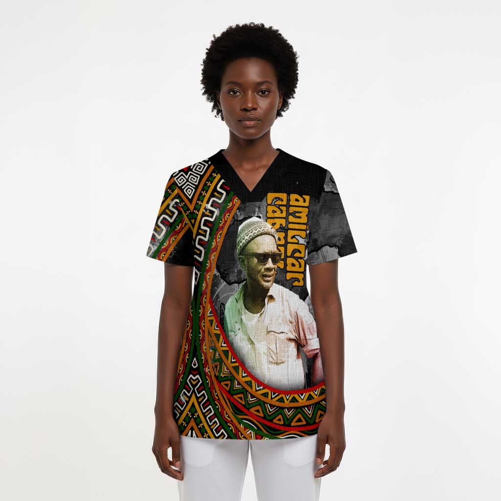 Amilcar Cabral Scrub Top African Map with Chains Freedom Theme Revolutionary Liberation Tribute - African Pride