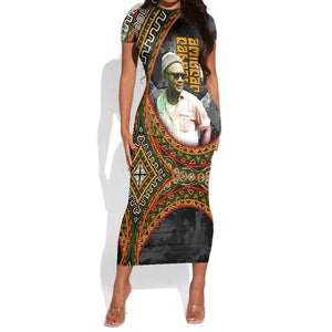 Amilcar Cabral Short Sleeve Bodycon Dress African Map with Chains Freedom Theme Revolutionary Liberation Tribute - African Pride