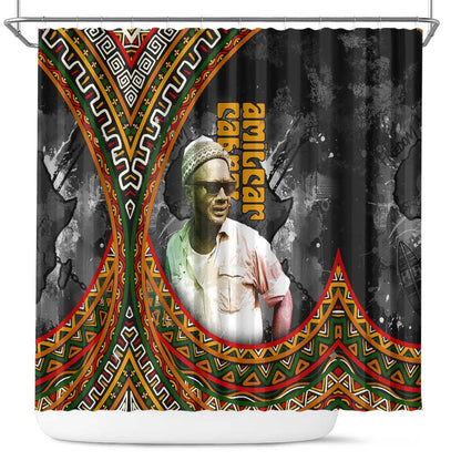 Amilcar Cabral Shower Curtain African Map with Chains Freedom Theme Revolutionary Liberation Tribute - African Pride