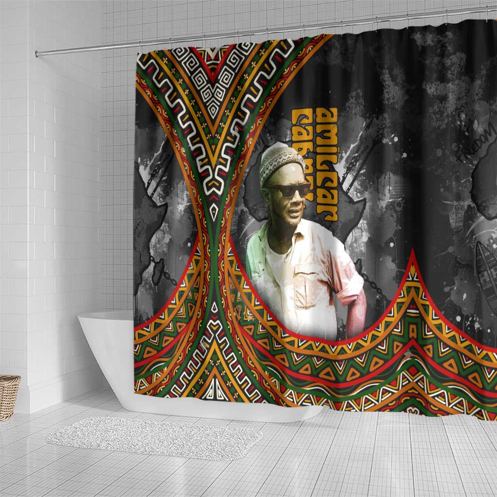Amilcar Cabral Shower Curtain African Map with Chains Freedom Theme Revolutionary Liberation Tribute - African Pride