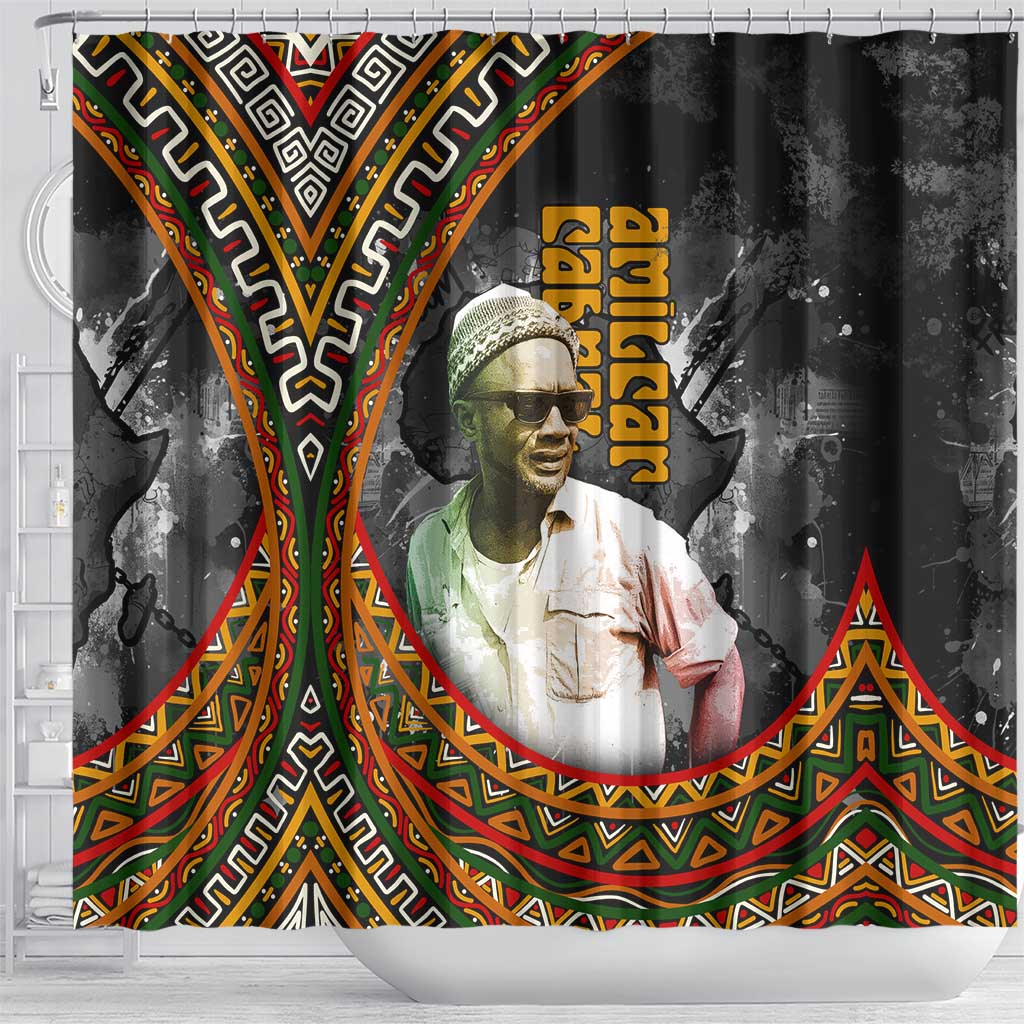 Amilcar Cabral Shower Curtain African Map with Chains Freedom Theme Revolutionary Liberation Tribute - African Pride