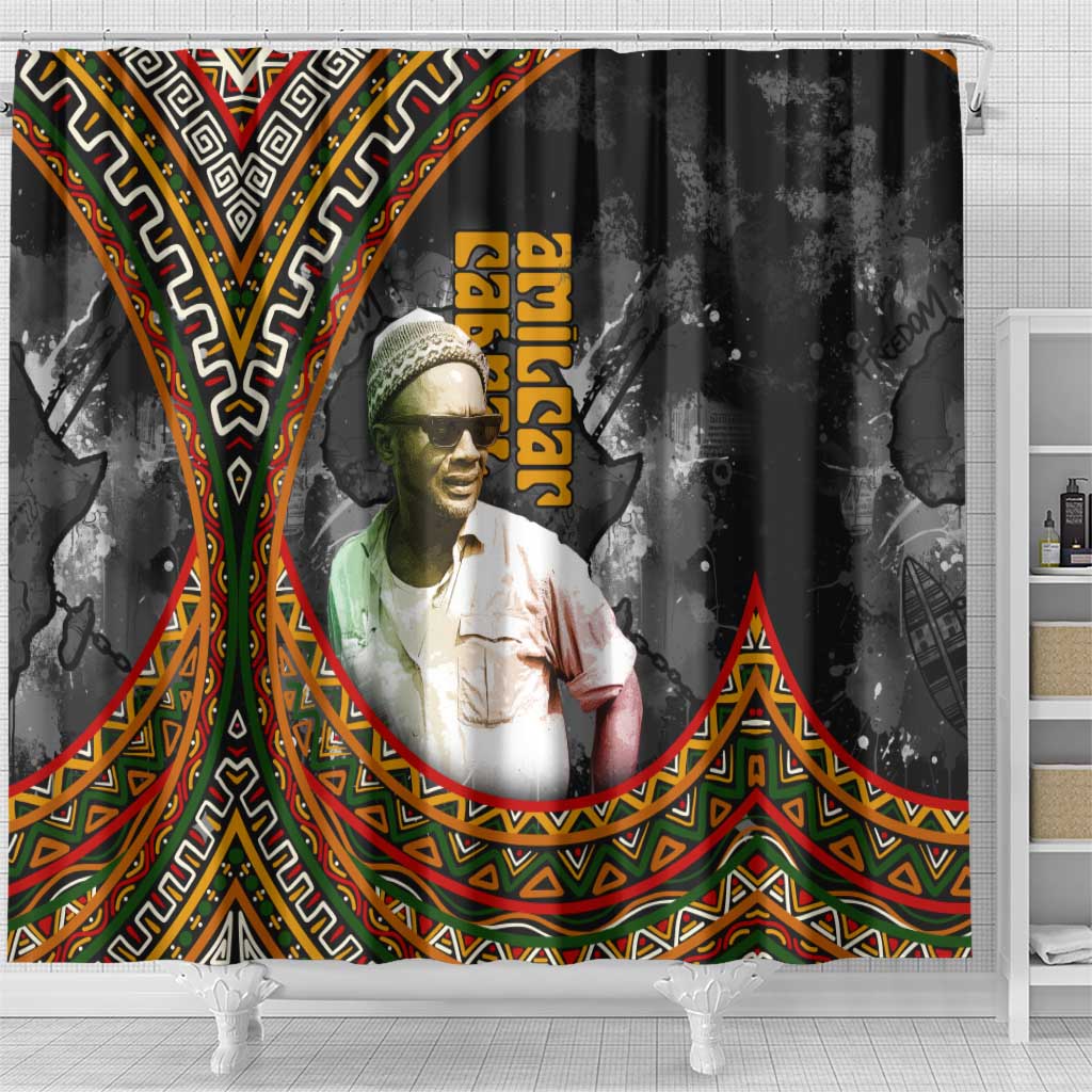 Amilcar Cabral Shower Curtain African Map with Chains Freedom Theme Revolutionary Liberation Tribute - African Pride