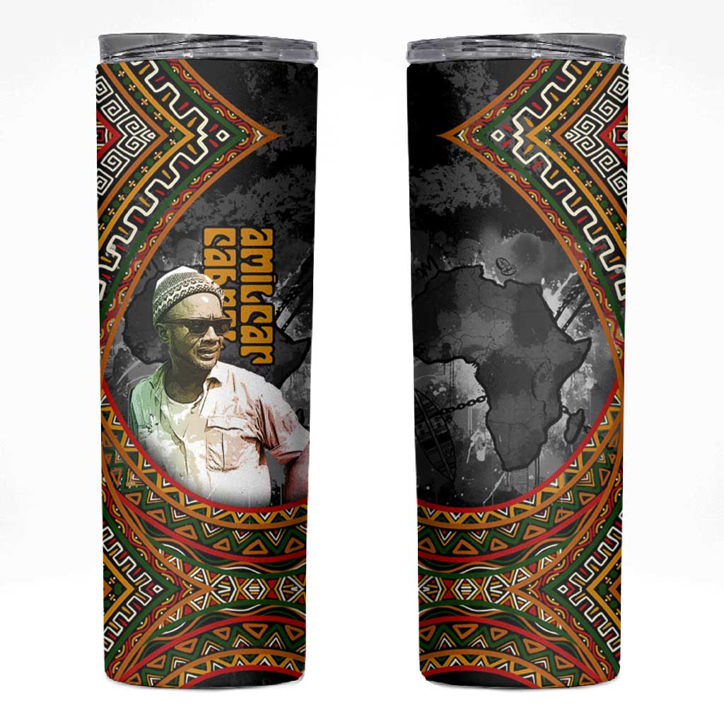Amilcar Cabral Skinny Tumbler African Map with Chains Freedom Theme Revolutionary Liberation Tribute - African Pride