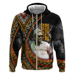 Amilcar Cabral Zip Hoodie African Map with Chains Freedom Theme Revolutionary Liberation Tribute - African Pride