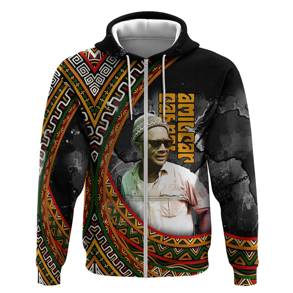 Amilcar Cabral Zip Hoodie African Map with Chains Freedom Theme Revolutionary Liberation Tribute - African Pride