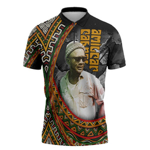 Amilcar Cabral Zipper Polo Shirt African Map with Chains Freedom Theme Revolutionary Liberation Tribute - African Pride