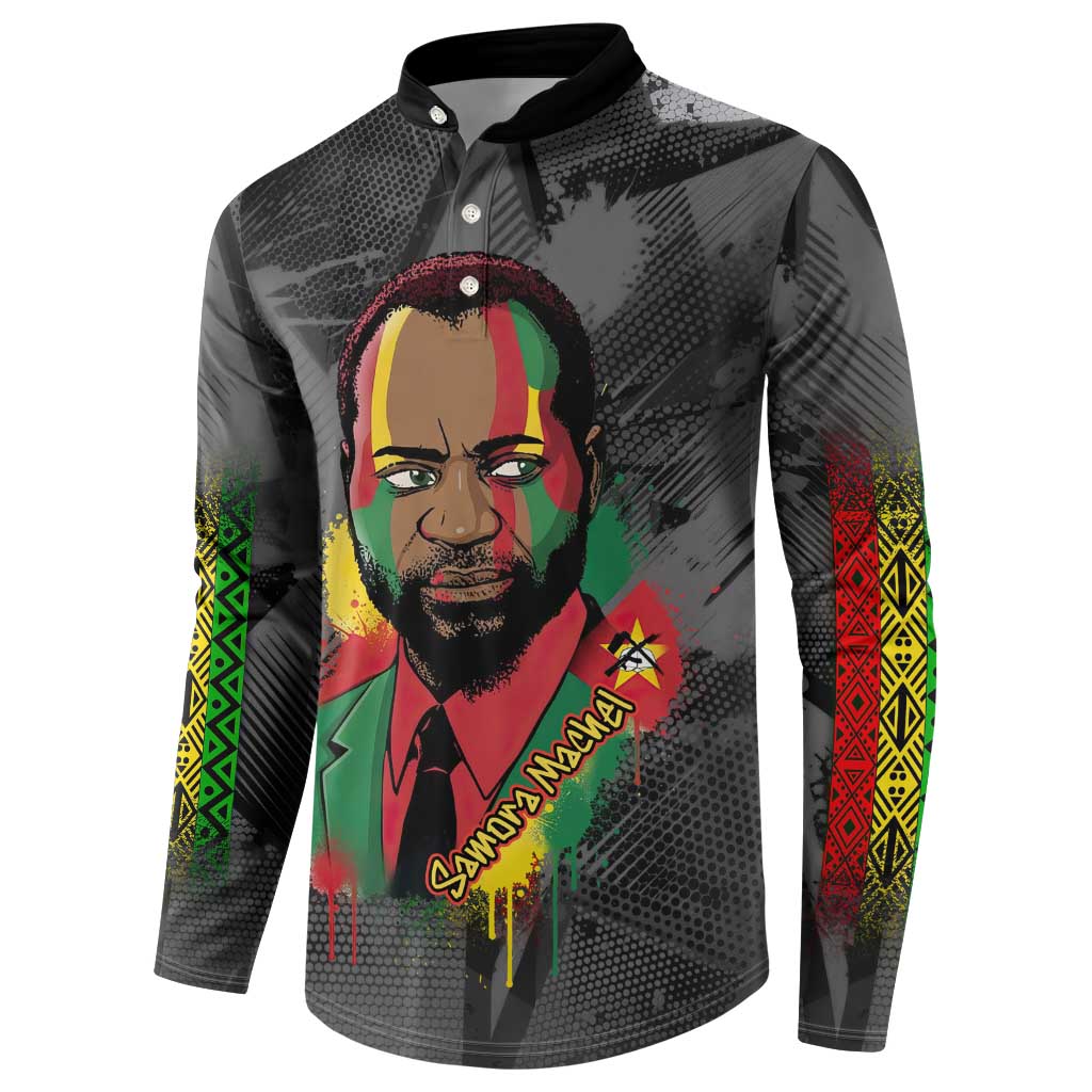Samora Machel Button Sweatshirt Mozambique Liberation Graffiti Style Viva FRELIMO African Revolutionary