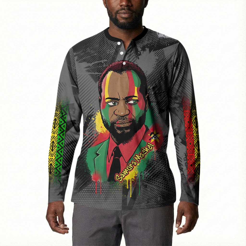 Samora Machel Button Sweatshirt Mozambique Liberation Graffiti Style Viva FRELIMO African Revolutionary