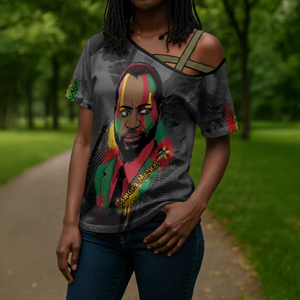 Samora Machel Cross Shoulder Shirt Mozambique Liberation Graffiti Style Viva FRELIMO African Revolutionary - African Pride
