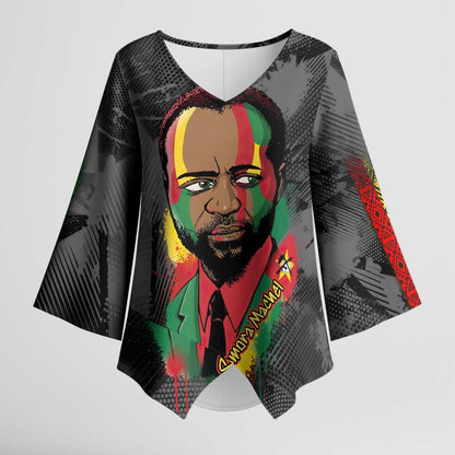 Samora Machel Kimono Sleeve Blouse Mozambique Liberation Graffiti Style Viva FRELIMO African Revolutionary - African Pride