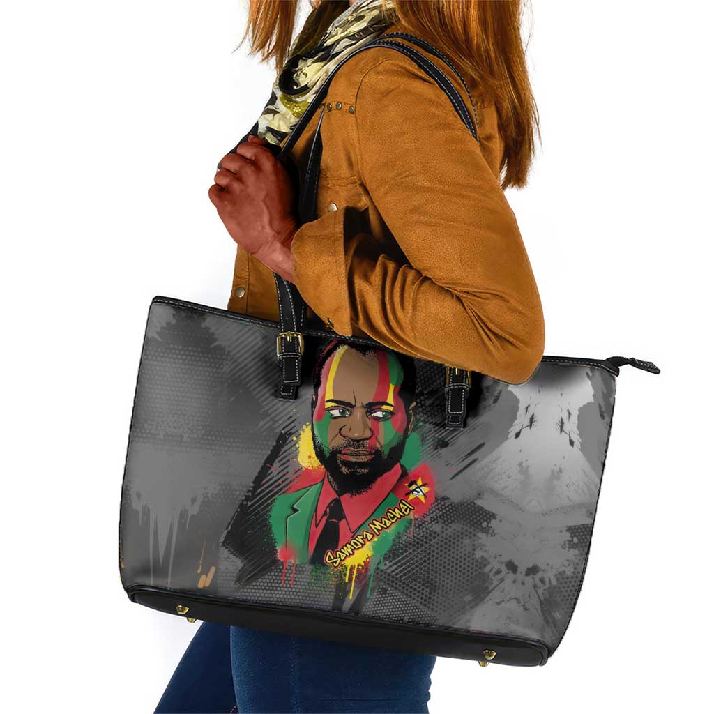 Samora Machel Leather Tote Bag Mozambique Liberation Graffiti Style Viva FRELIMO African Revolutionary - African Pride