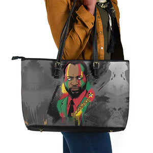 Samora Machel Leather Tote Bag Mozambique Liberation Graffiti Style Viva FRELIMO African Revolutionary - African Pride