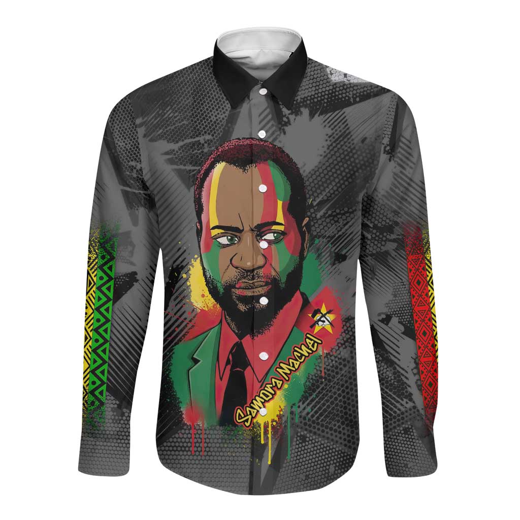 Samora Machel Long Sleeve Button Shirt Mozambique Liberation Graffiti Style Viva FRELIMO African Revolutionary - African Pride