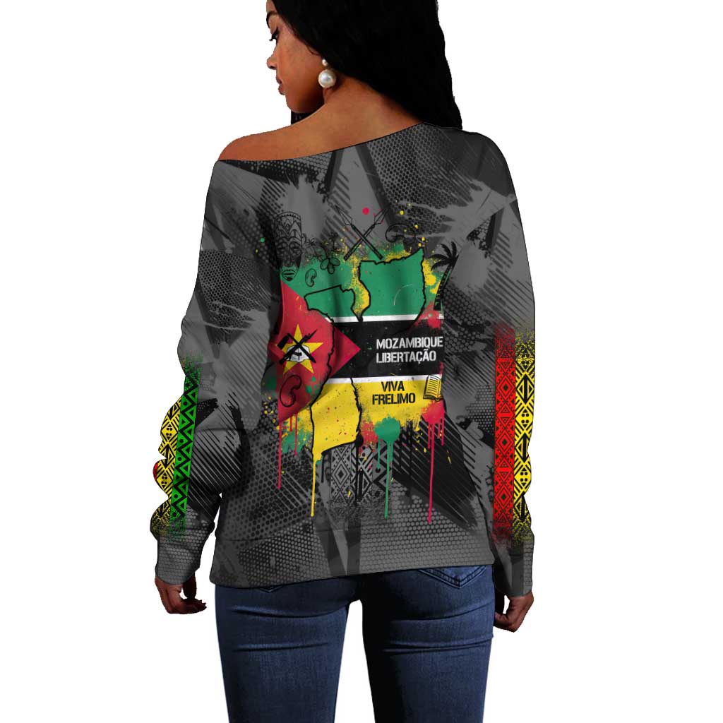 Samora Machel Off Shoulder Sweater Mozambique Liberation Graffiti Style Viva FRELIMO African Revolutionary - African Pride