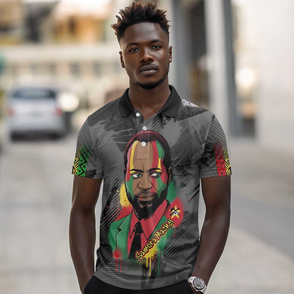 Samora Machel Polo Shirt Mozambique Liberation Graffiti Style Viva FRELIMO African Revolutionary - African Pride