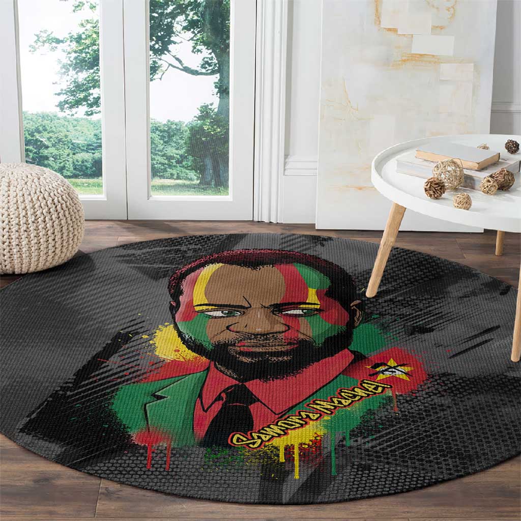 Samora Machel Round Carpet Mozambique Liberation Graffiti Style Viva FRELIMO African Revolutionary - African Pride