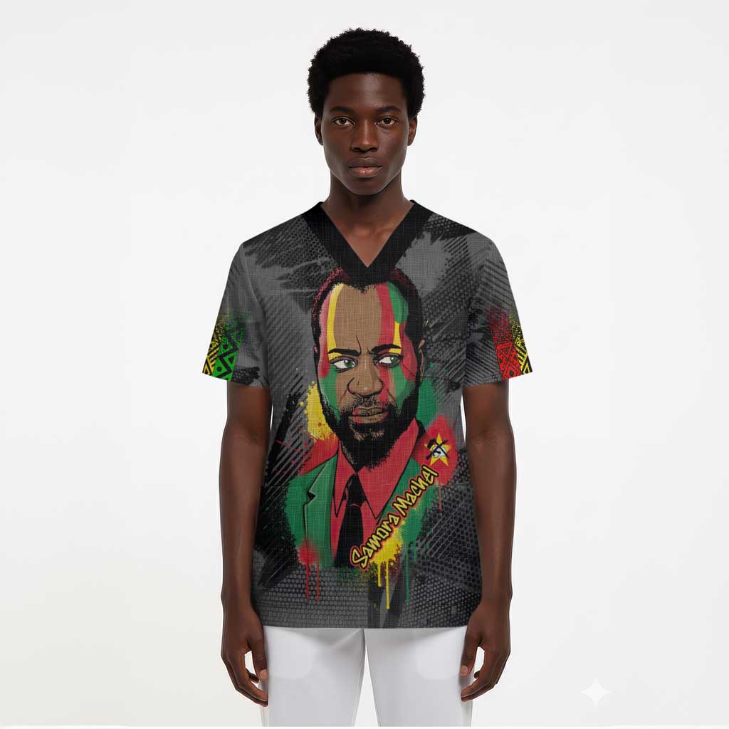 Samora Machel Scrub Top Mozambique Liberation Graffiti Style Viva FRELIMO African Revolutionary - African Pride