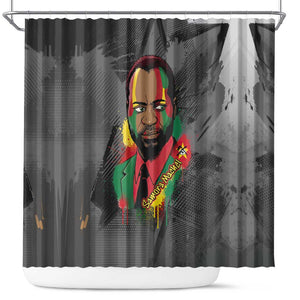 Samora Machel Shower Curtain Mozambique Liberation Graffiti Style Viva FRELIMO African Revolutionary - African Pride