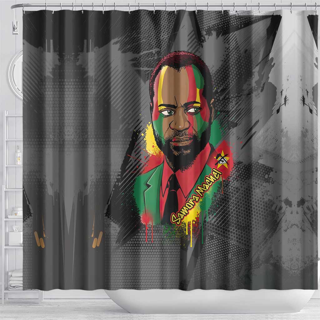 Samora Machel Shower Curtain Mozambique Liberation Graffiti Style Viva FRELIMO African Revolutionary - African Pride