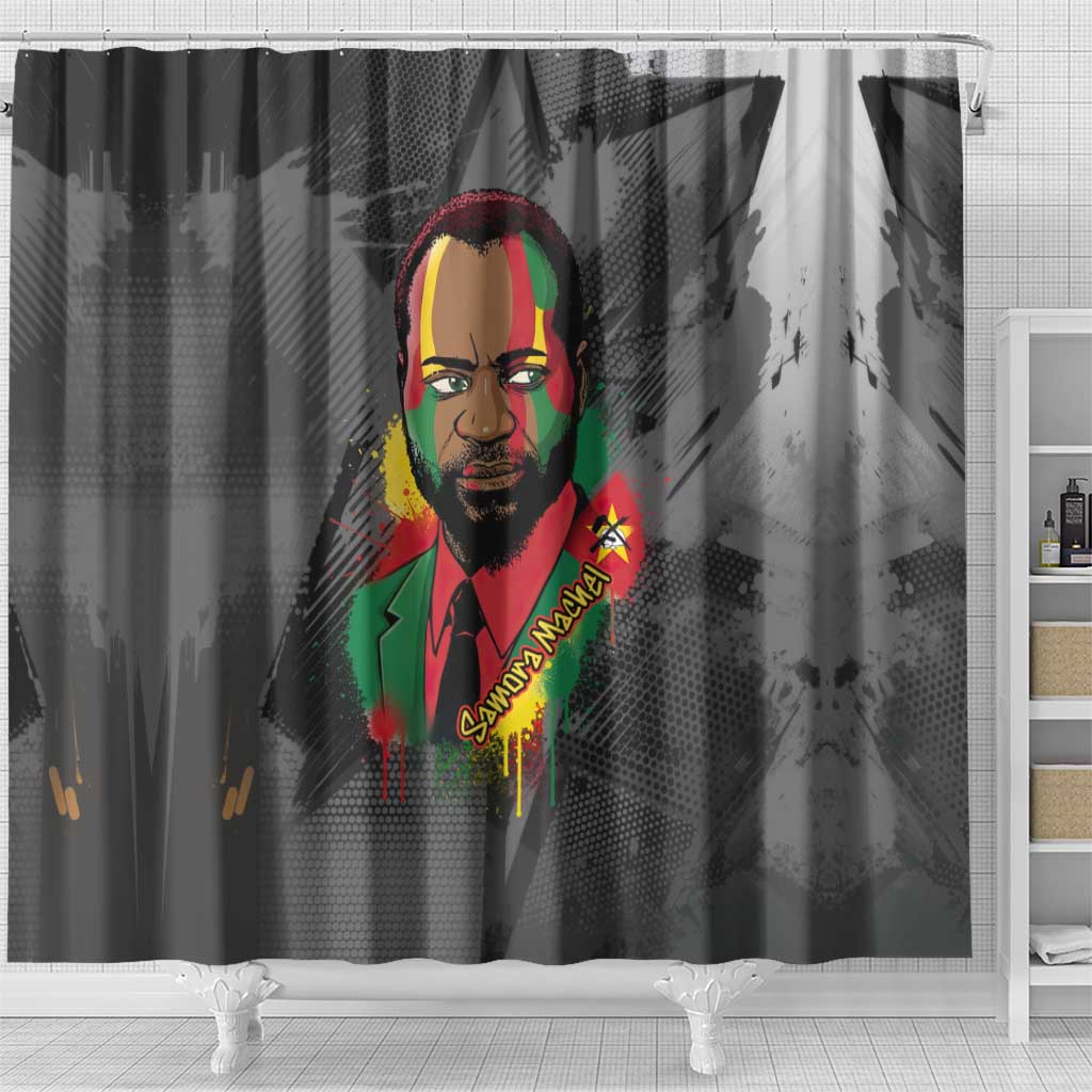 Samora Machel Shower Curtain Mozambique Liberation Graffiti Style Viva FRELIMO African Revolutionary - African Pride