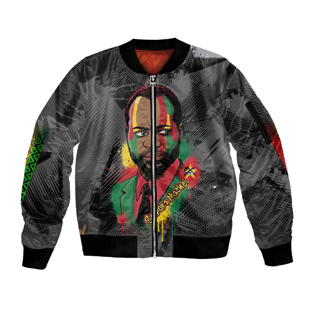Samora Machel Sleeve Zip Bomber Jacket Mozambique Liberation Graffiti Style Viva FRELIMO African Revolutionary - African Pride