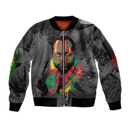 Samora Machel Sleeve Zip Bomber Jacket Mozambique Liberation Graffiti Style Viva FRELIMO African Revolutionary - African Pride