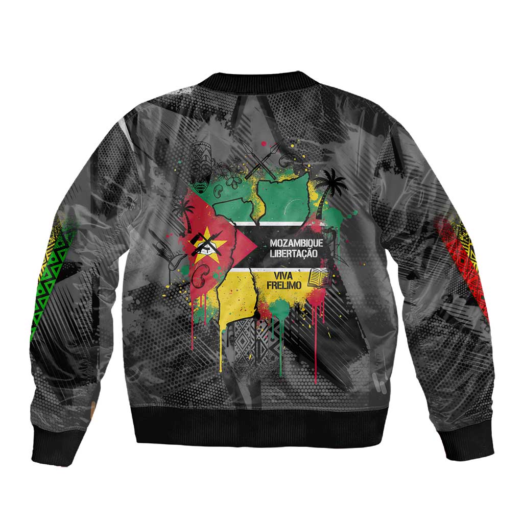 Samora Machel Sleeve Zip Bomber Jacket Mozambique Liberation Graffiti Style Viva FRELIMO African Revolutionary - African Pride