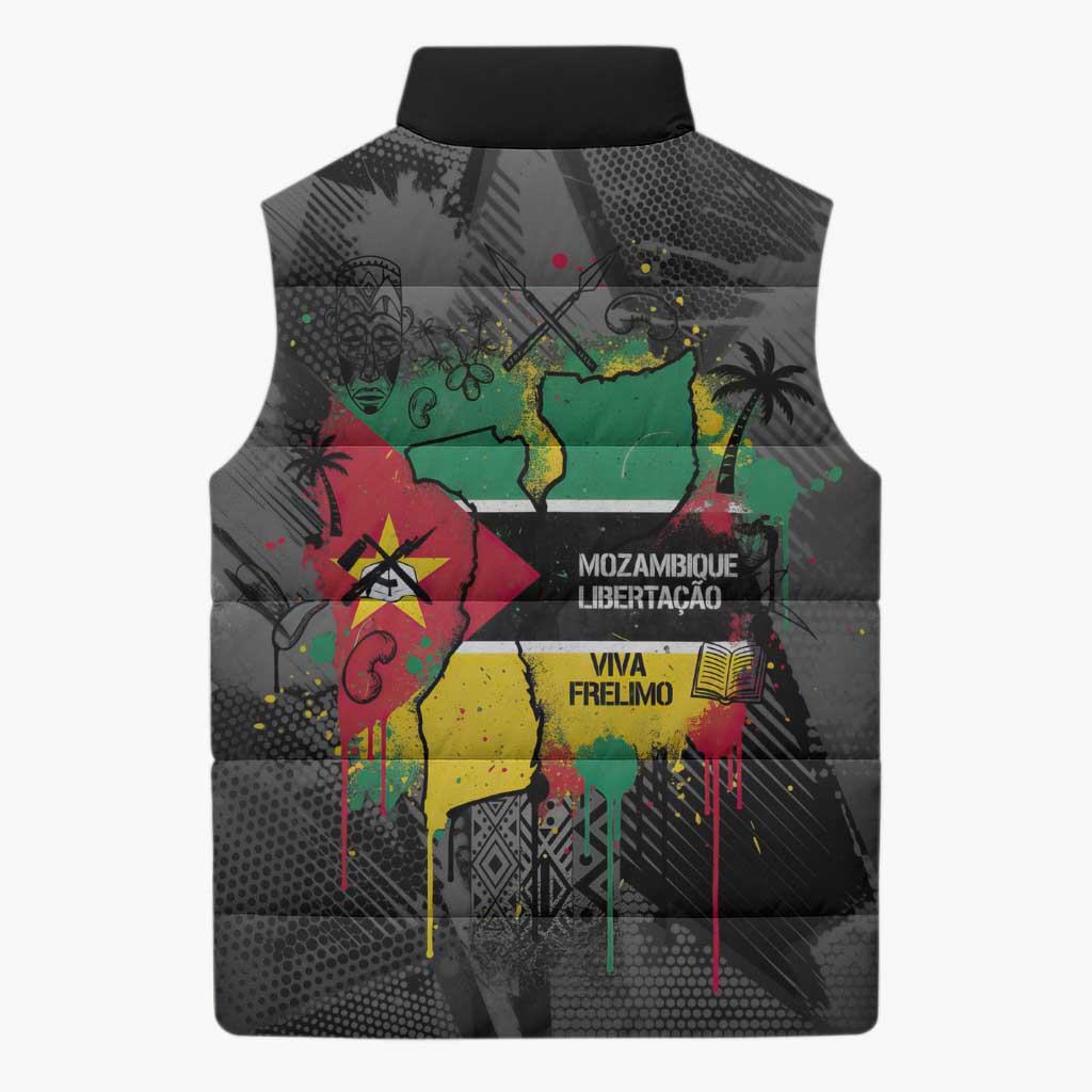 Samora Machel Sleeveless Puffer Jacket Mozambique Liberation Graffiti Style Viva FRELIMO African Revolutionary - African Pride