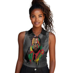 Samora Machel Women Sleeveless Polo Shirt Mozambique Liberation Graffiti Style Viva FRELIMO African Revolutionary - African Pride