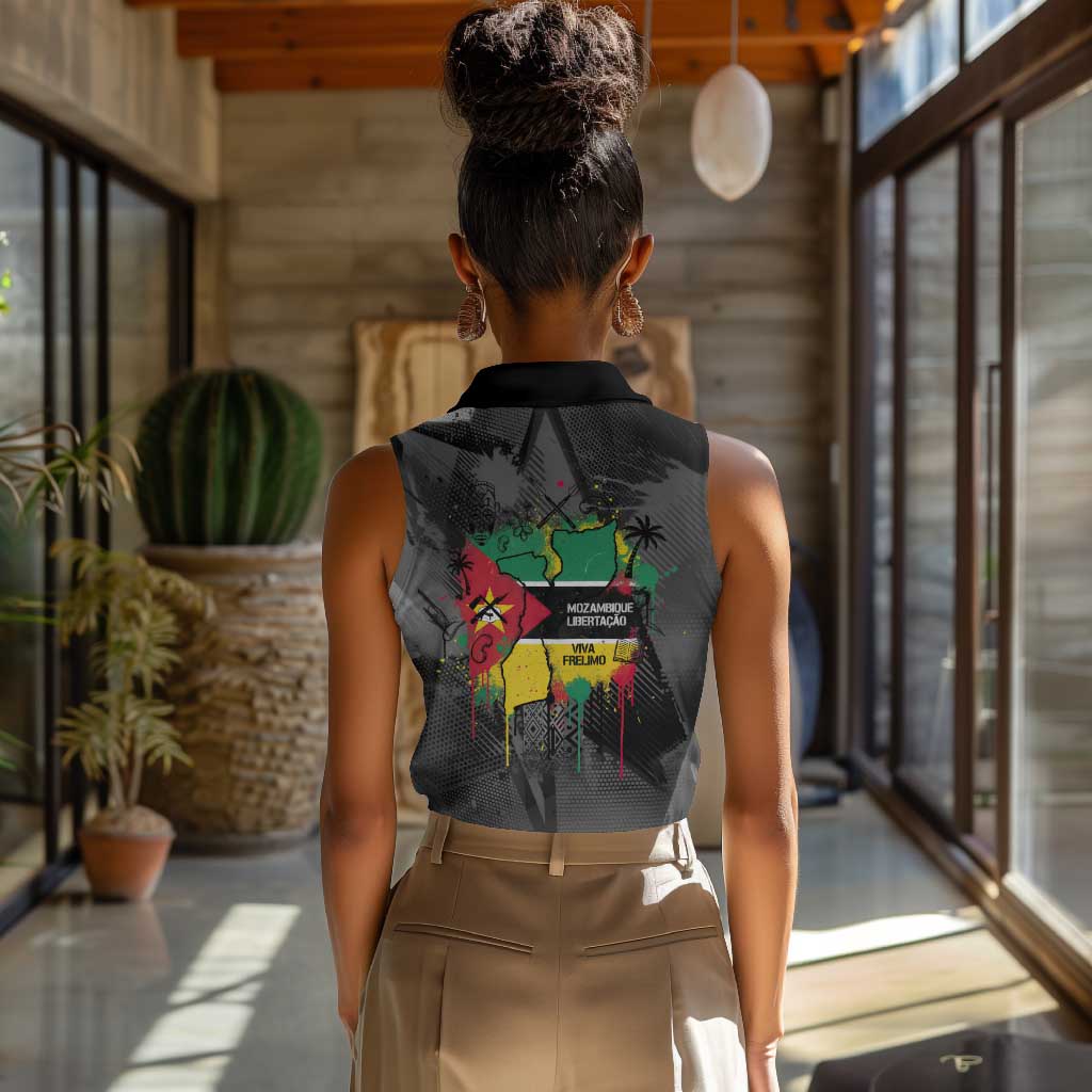 Samora Machel Women Sleeveless Polo Shirt Mozambique Liberation Graffiti Style Viva FRELIMO African Revolutionary - African Pride