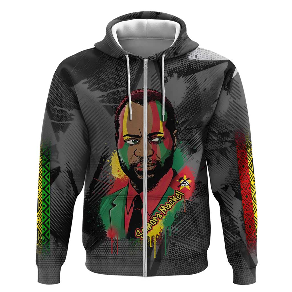 Samora Machel Zip Hoodie Mozambique Liberation Graffiti Style Viva FRELIMO African Revolutionary - African Pride