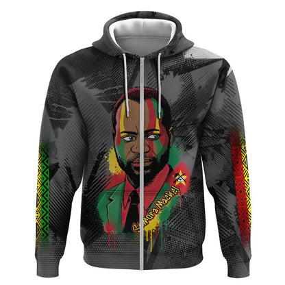 Samora Machel Zip Hoodie Mozambique Liberation Graffiti Style Viva FRELIMO African Revolutionary - African Pride