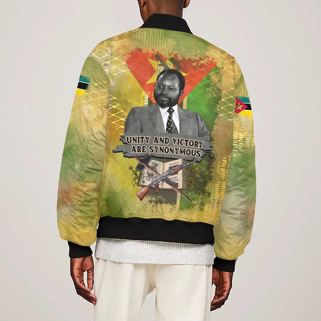 Samora Machel Bomber Jacket Mozambique Flag Unity and Victory Quote Liberation Struggle - African Freedom Tribute - African Pride
