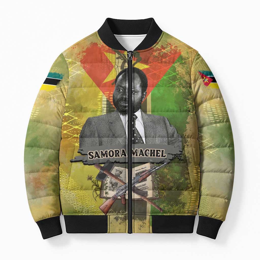 Samora Machel Bomber Puffer Jacket Mozambique Flag Unity and Victory Quote Liberation Struggle - African Freedom Tribute - African Pride