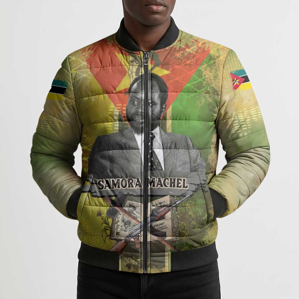 Samora Machel Bomber Puffer Jacket Mozambique Flag Unity and Victory Quote Liberation Struggle - African Freedom Tribute - African Pride