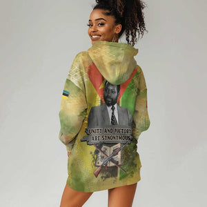 Samora Machel Hoodie Dress Mozambique Flag Unity and Victory Quote Liberation Struggle - African Freedom Tribute - African Pride