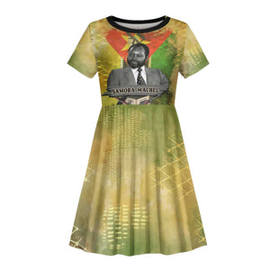 Samora Machel Kid Short Sleeve Dress Mozambique Flag Unity and Victory Quote Liberation Struggle - African Freedom Tribute - African Pride