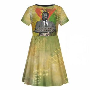Samora Machel Kid Short Sleeve Dress Mozambique Flag Unity and Victory Quote Liberation Struggle - African Freedom Tribute - African Pride