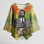 Samora Machel Kimono Sleeve Blouse Mozambique Flag Unity and Victory Quote Liberation Struggle - African Freedom Tribute - African Pride