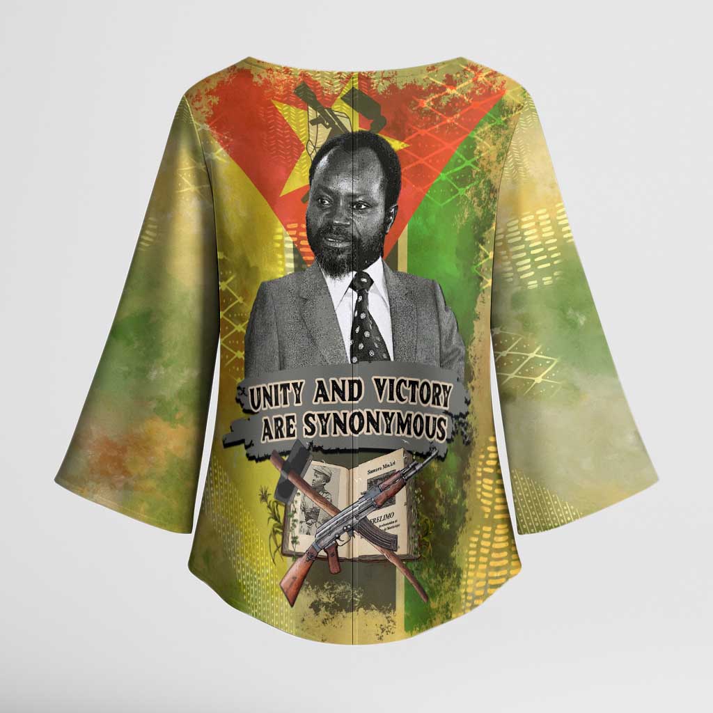 Samora Machel Kimono Sleeve Blouse Mozambique Flag Unity and Victory Quote Liberation Struggle - African Freedom Tribute - African Pride