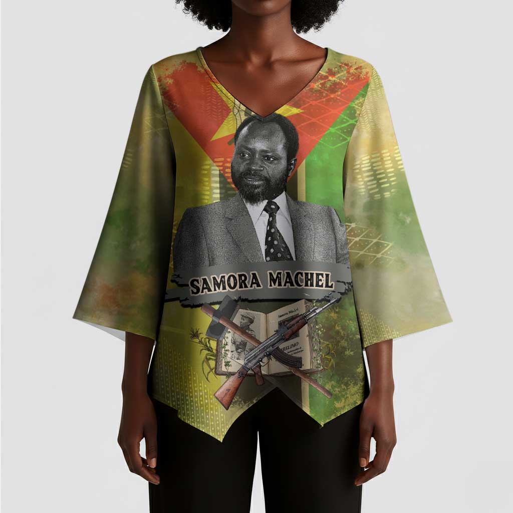 Samora Machel Kimono Sleeve Blouse Mozambique Flag Unity and Victory Quote Liberation Struggle - African Freedom Tribute - African Pride