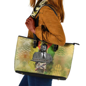 Samora Machel Leather Tote Bag Mozambique Flag Unity and Victory Quote Liberation Struggle - African Freedom Tribute - African Pride