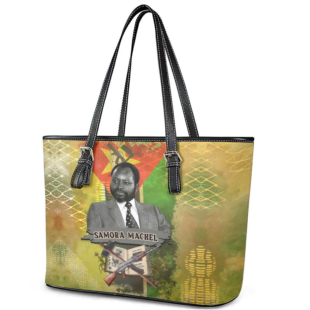 Samora Machel Leather Tote Bag Mozambique Flag Unity and Victory Quote Liberation Struggle - African Freedom Tribute - African Pride