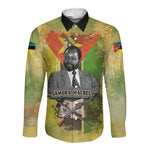 Samora Machel Long Sleeve Button Shirt Mozambique Flag Unity and Victory Quote Liberation Struggle - African Freedom Tribute - African Pride