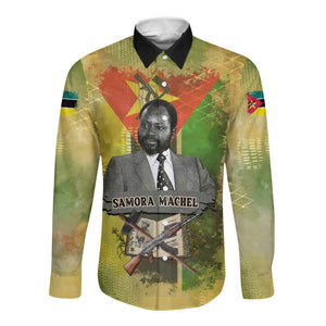 Samora Machel Long Sleeve Button Shirt Mozambique Flag Unity and Victory Quote Liberation Struggle - African Freedom Tribute - African Pride