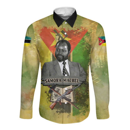 Samora Machel Long Sleeve Button Shirt Mozambique Flag Unity and Victory Quote Liberation Struggle - African Freedom Tribute - African Pride